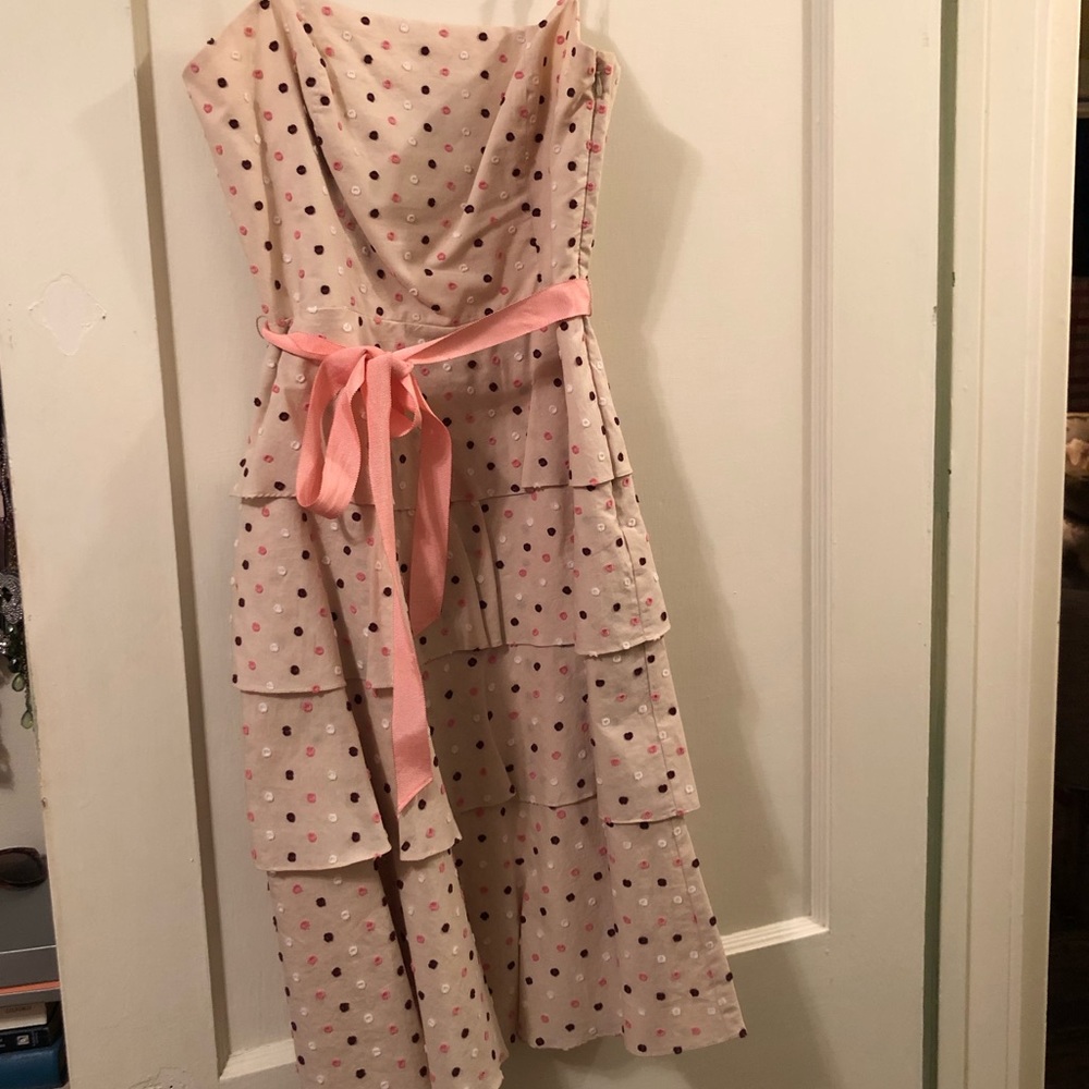 BCBG MAXAZRIA Tiered Ruffle Polka Dot Dress